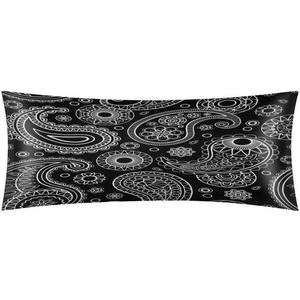 Paisley Black Body Pillow Covers Decorative Soft Bedding Satin Pillowcase with Zipper Closure Cooling Breathable Long Pillow Case-21"x 54"