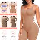 Women's Seamless Shapewear Tummy Control Bodysuit Body Shaper V Neck Seamless Butt Lifter Full Shaping Bodyshapers (XL)