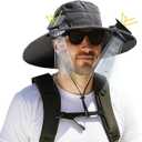 Solar Fan Hat for Men, Wide Brim Solar Fan hat,hat with Solar Fans Built in, Outdoor hat with Fans (XX-Large, Darkgrey)