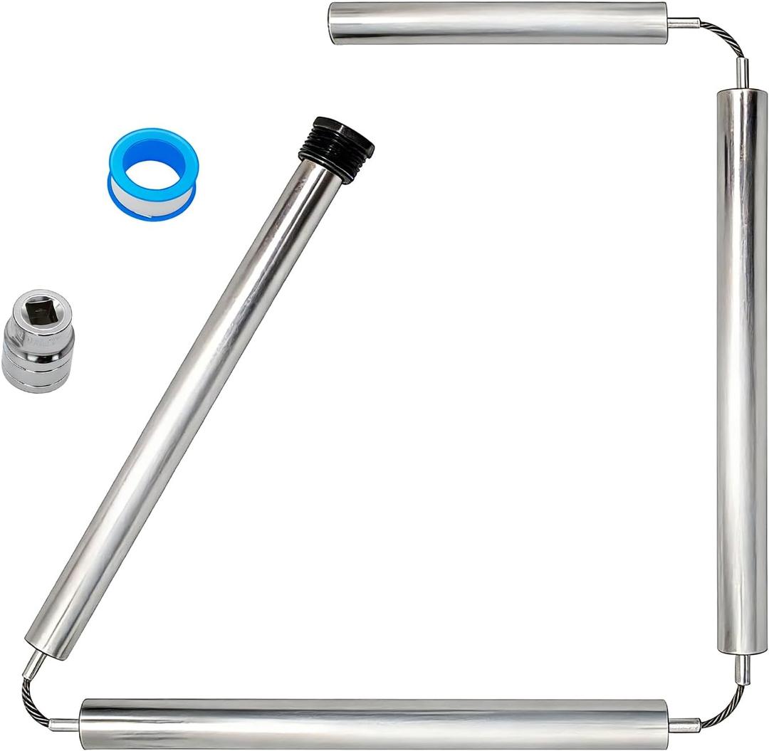 44" Flexible Magnesium Anode Rod for Water Heater with 1-1/16" Hex Socket Tool & Tape, Compatible with Rheem, Reliance, Richmond, Kenmore, GE, AO Smith, State & More Extends Tank Life