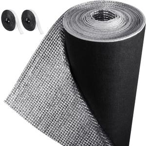 Frienda Rv Window Insulation for Winter Double Reflective Insulation Roll 39.4inchx6.6ft Aluminum Foil Bubble Black Rv Window Sunshade Cover Blackout for Garage Roof Travel Camper Skylight Shade