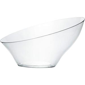 PLASTICPRO Disposable Angled Plastic Bowls Round Large Serving Bowl, Elegant for Party's, Snack, or Salad Bowl, Clear Pack of 4