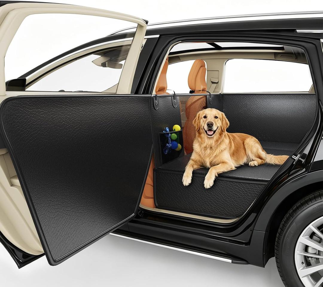 Dog Car Seat Cover for Back Seat,Waterproof PU Leather Hard Bottom Car Seat Cover for Dogs,Non-slip Backseat Dog Cover with Upgraded Door Protection Flap 5225in,Dog Hammock for Car SUV Small Trucks