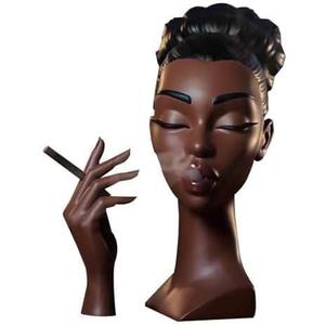 Incense Holder,Black Woman Smoking Head Incense Burner,Unique Home Gift,Desk Decor Suitable for Bedroom and Living Room