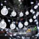 2-Pack 30 LED 20FT Solar String Lights Outdoor, Crystal Globe Lights with 8 Lighting Modes, Waterproof Solar Powered Patio Lights for Garden Yard Porch Wedding Party Decor (White)