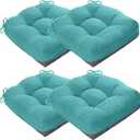 MAGIC ELEPHANT Chair Cushions for Dining Chairs, Memory Foam Kitchen Chair Cushions Set of 4, Non-Slip Thick Dining Room Chair Pads Seat Cushions, 15.5" x 15.5" x 4" (Aqua Green)