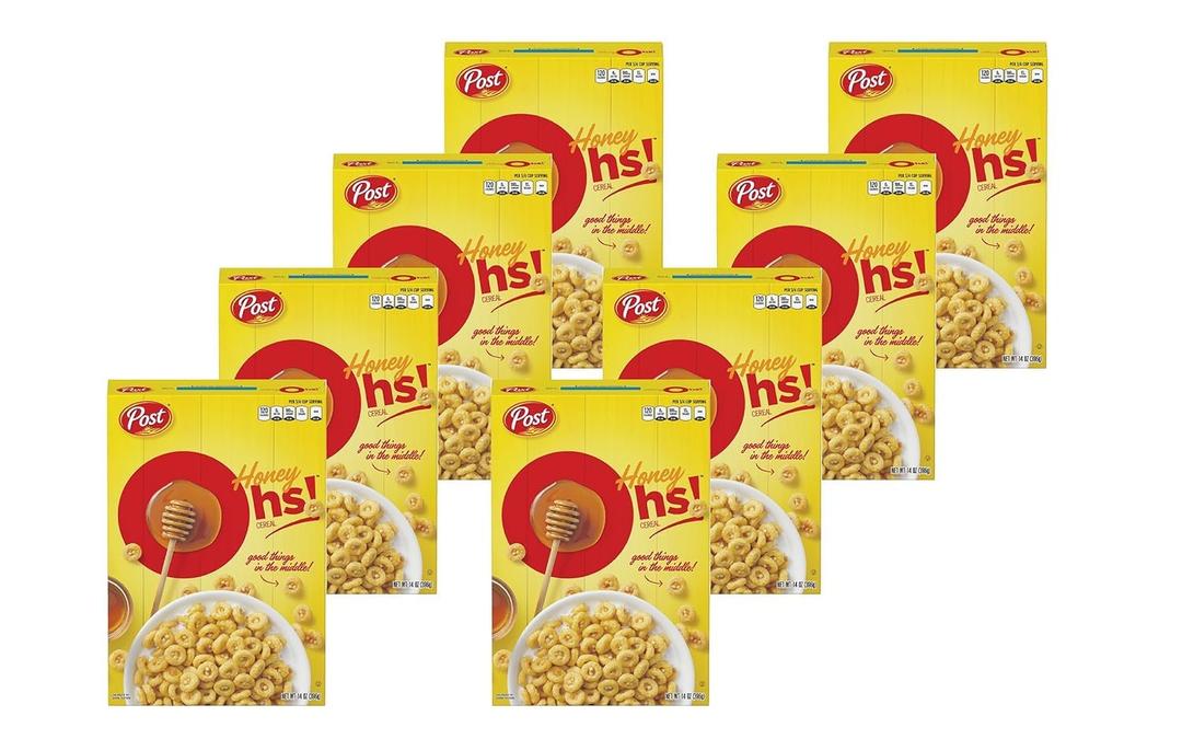 Honey Ohs! Crunchy Breakfast Cereal Os Made with Sweetened Corn, Oats and Rice, 14 OZ Box (Pack of 8) (1.65 Ounce (Pack of 68))