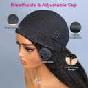 Kinky Straight Half Wig Synthetic Hair 3 in 1 Seamless Flip Over Half Wigs Glueless Wear and Go Beginner Friendly Clip In Hair Drawstring Headband Wig Natural Black Color for Women 20 Inch