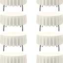 BRILLMAX 8 Pack Ivory Round Tablecloths 90 Inch for 60 Tables - 150 GSM Polyester Fabric, 15" Standard Drop, Water, Stain & Wrinkle Resistant Cloth Cover for Wedding Reception Banquet Dining