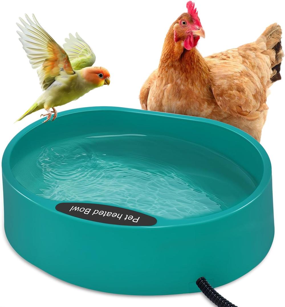 Heated Water Bowl for Chicken, Large Capacity 125 OZ Poultry Water Heater for Hens Turkey Goose Duck Pigeon Poultry Birds Drinker in Winter, Chicken Coop Accessories No More Frozen Food Water