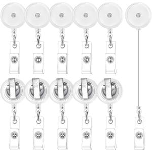 30 Pieces Retractable Badge Reels with Swivel Alligator Clip, Badge Reels Holder Badge Reel Clips for Nurse Teacher Office(Translucent Clear)