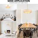 Gold Modern Chandelier 18'' Drum Pendant Light with Fabric Lampshade Hanging Light Fixture 3-Light Farmhouse Chandeliers for Dining Room Bedroom Kitchen Hallway Foyer