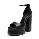 DREAM PAIRS High Heels Chunky Block Platform Heels for Women Ankle Strap Sexy Open Square Toe Heels Dressy Pumps Sandals, Size 9.5,Black, SDHS2324W