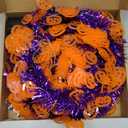 2-Piece 66 Ft Halloween Tinsel Garland with Orange Pumpkin, Twist Shiny Metallic Hanging Garland for Home Party Tree Indoor Outdoor Decor