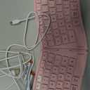 MEETION New Ergonomic Bluetooth Foldable Keyboard, Split Compact Portable Wireless Keyboard for Business Travel, Rechargeable Folding Keyboard for Tablet PC Smartphone iOS Android Windows Mac Pink