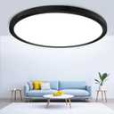 12inch LED Ceiling Light Flush Mount, 5000K Daylight White, 24W Flat Black Ceiling Lamp, Round Low Profile Ceiling Lights for Bedroom, Kitchen, Living Room