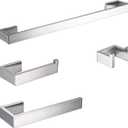 BAGNOLUX Brushed Nickel Bathroom Hardware Set 4 Pieces, Bath Towel Holder Set SUS304 Stainless Steel, Towel Racks Set for Wall Mount, Square Bathroom Accessories Set Towel Bar Heavy Duty