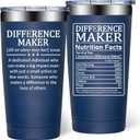 Difference Maker Gifts - Thank You Gift for Men Women - Teacher Appreciation Gifts - Inspirational Gift for Coworker, Boss, Assistant, Employee - 20oz Tumbler (Thank Navy Blue)
