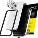 NEW'C 3x Privacy for iPhone 15 Pro Max Screen Protector (6.7 inches)+ 3x Camera Lens Protector, Sensor Protection, Case Friendly Tempered Glass Film + Dust Plug - Easy installation tool included