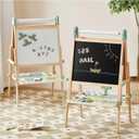 Tiny Land Easel for Kids, Double-Sided Magnetic Easel with Drawing Accessories, Adjustable Wooden Kids Art Easel with Paper Roll, Learning-Toy for 3,4,5,6,7,8 Years Old Boy & Girls Green