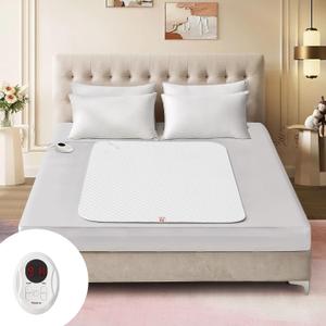 Bwarm Waterproof Heated Mattress Pad, Mini Twin Electric Mattress pad ETL Certified Bed Warmer with Memory Function 9 Heat Settings, 1-12 Hours Auto Off Deep Pocket, Machine Washable, White 31" x 55"
