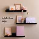 Americanflat 14" Floating Shelves for Wall - Set of 3 - Made of Engineered Wood with Lipped Ledge - Floating Wall Shelves for Bedroom, Bathroom, Kitchen, Office, and Living Room - Black