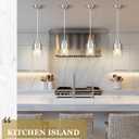 Pendant Lights Kitchen Island, Brushed Nickel Dual Shade Hanging Lights Fixtures with Metal and Clear Glass, Modern Kitchen Pendant Lighting Over Island for Dining Room, AD-24022-1P-SN