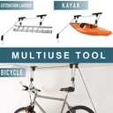 Ihomepark Bike Hoist for Garage Ceiling Storage, Heavy Duty Bicycle Lift Mountain Bicycle Hanging Rack with 3 Pulley and 45 ft Adjustable Rope | 100 lb Capacity