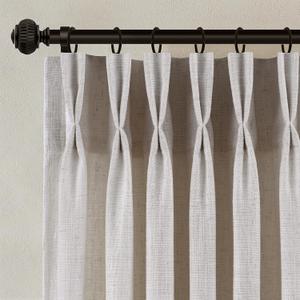 Pinch Pleated Linen Curtains 90 Inches Long 2 Panels for Living Room Bedroom Light Filtering Curtain Memory Shape Trained Pinch Pleat Thick Linen Drapes Back Tab with Hooks Clip Rings Taupe