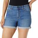 Amazon Essentials Women's Mid-Rise Stretchy Slim Fit 4" Denim Shorts (2, Medium Blue Vintage)
