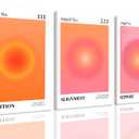 KISSFOX 3 Piece Canvas Wall Art Pink Orange Wall Decor Aura Framed Art Angel Number Pictures Trendy Aesthetic Preppy Paintings For Apartment Dorm Women Girls Bedroom