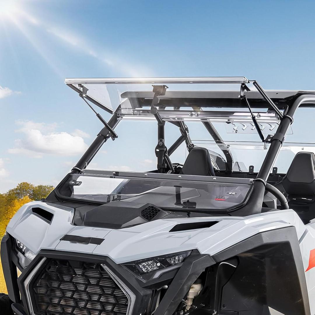 KEMIMOTO 2025 PRO XP Flip Windshield Compatible with 2025-2026 Polaris RZR PRO XP/ PRO XP4/ PRO S/ PRO S4, 3-IN-1 Flip Up Front Window Anti-UV Double-Sided Hard Coated Vented Folding Full Windshield