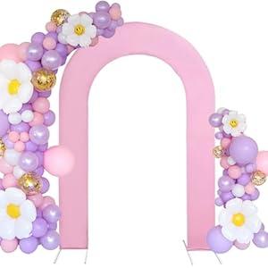 HAINARverS 7.2FT Wedding Open Arch Cover Spandex Fitted Stretchy Arch Stand Covers, U-Shaped 2-Sided Chiara Backdrop Cover for Party Birthday Ceremony Baby Shower Banquet Arch Decoration(Pink)