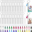 Modacraft 120Pcs Sublimation Keychain Blanks Bulk Set with Rectangle Sublimation Blanks Tassels Keychain Rings & Jump Rings for DIY Keychain Crafting