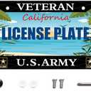 Veteran US Army Design License Plate Frame Army Decorative Stainless Steel Car License Plate Cover for Men Women Boys Girls Fans 12 X 6 Inch