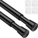2 Pack Spring Tension Curtain Rod for Windows 26 to 39 inch Black Small Tension Rod Adjustable Spring Curtain Rods No Drilling Short Tension Rod for Kitchen, Closet, Bathroom, Bookshelf
