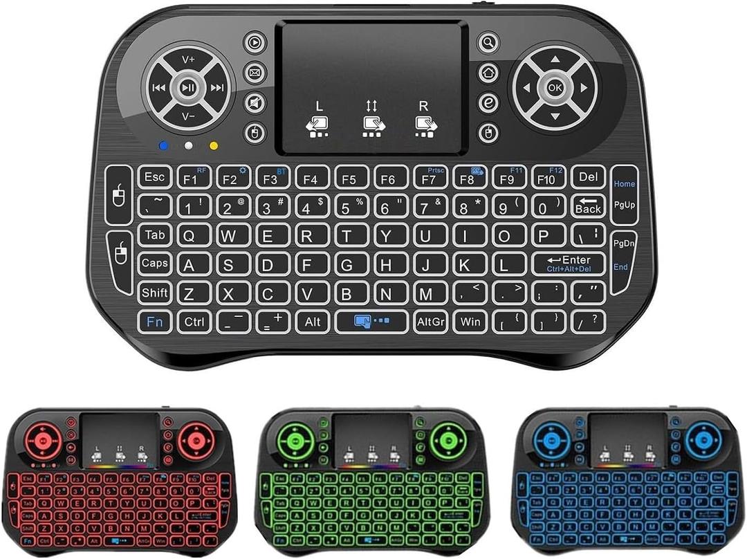Mini Keyboard with Bluetooth & 2.4G for Android TV Box/PC/FireStick/Laptop with Touchpad, Backlit, USB Dongle-i-10Black