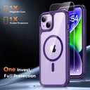 TAURI 2-in-1 Magnetic for iPhone 14 Case, [Designed with Magsafe] with Screen Protector, Shockproof Case for iPhone 14, Purple