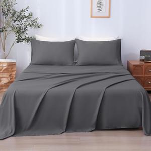LONAVA Queen Sheet Set 4 Pieces,Dark Gray Ultra Soft & Breathable Microbifer Sheets, 1600 Thread Count Hotel Luxury Oeko-Tex Bed Sheets, 14-16 Inch Deep Pocket Durable Wrinkle Free Sheets