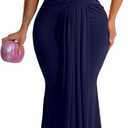 Memoriesea Women's Elegant Sleeveless Deep V Neck Bodycon Party Evening Gown Maxi Dress (Large)