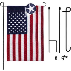 AMZFLAG American Garden Flag with Stand Holder Set for Outside Yard Patriotic 12x18 Inch Small US USA Flags for Garden Metal 32 Inch Stand Holder Included