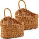 Hanging Storage Baskets - 2 Pcs Wall Decorative Storage Baskets Woven Hanging Basket with Handle,Wall Basket Bin for Kitchen Storage and Home Decor