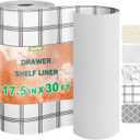 OcePor Non-Adhesive Drawer and Shelf Liner 17.5IN x 30FTNon Slip Cabinet and Cupboard Liner, Kitchen Cabinet Liners for Shelves, Waterproof Drawer Shelf Liners for Cabinets/Bathroom Cupboard, Stripe