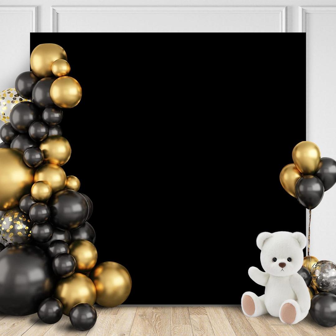 SaitiMade Black Square Backdrop Cover, 6.6x6.6 FT Spandex Wedding Square Arch Cover, Square Backdrop Stand Cover for Birthday Party Ceremony Baby Shower Banquet Decoration