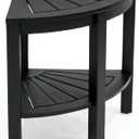 JONATHAN Y Maris Coastal Acacia Wood Corner Shower Stool, 18" 2-Tier Waterproof Bath Bench with Storage Shelf for Bathroom & Spa, Foot Rest for Shaving Legs, 350 lbs Capacity, Black END6002B