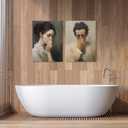 UCRAASDEB Framed Funny Bathroom Canvas Wall Art, 2pcs Mid Century Modern Humor Wall Decor Classical Toilet Bad Smell Pictures Posters Prints Aesthetics Vintage Restroom Gift 24'' x 16''