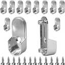 12Pcs Wardrobe Bracket Zinc Alloy Closet Rod Holders 15mm x 30mm Oval Closet Rod End Supports (Single Hole) with Rear Facing 6.5mm Pins
