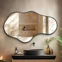 Irregular Wall Mirror - Wall Mirrors Decorative 22"x 36" Asymmetrical Abstract Mirror Aviation Aluminum Alloy Frame Unique for Bathroom, Bedroom, Living Room, Cloakroom, Entryway Black