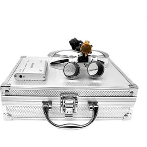 EAST Brand 3.5X 420mm Working Distance Optical Glass Surgical Binocular Loupes and LED Head Light Lamp with Filter Aluminum Box Style (Silver)