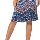 Urban CoCo Women's Ruched High Waist Knee Length Jersey A-Line Stretchy Flared Casual Skirt (Medium, #15)